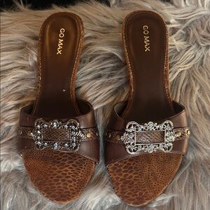 Gomax Dark Brown Embellished Sandals